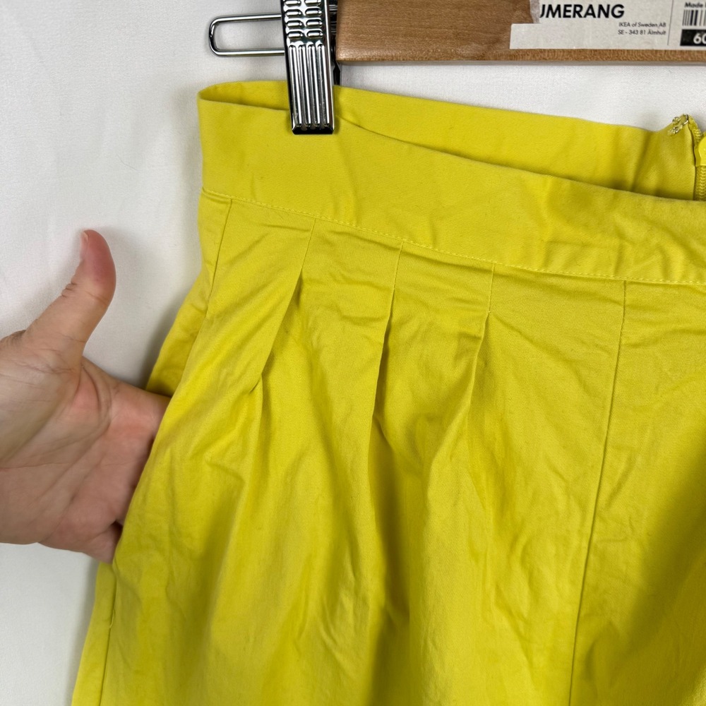 Corey Lynn Calter Yellow Ultra Wide Leg Pleated Cotton Pants Medium Colorful - Picture 6 of 11